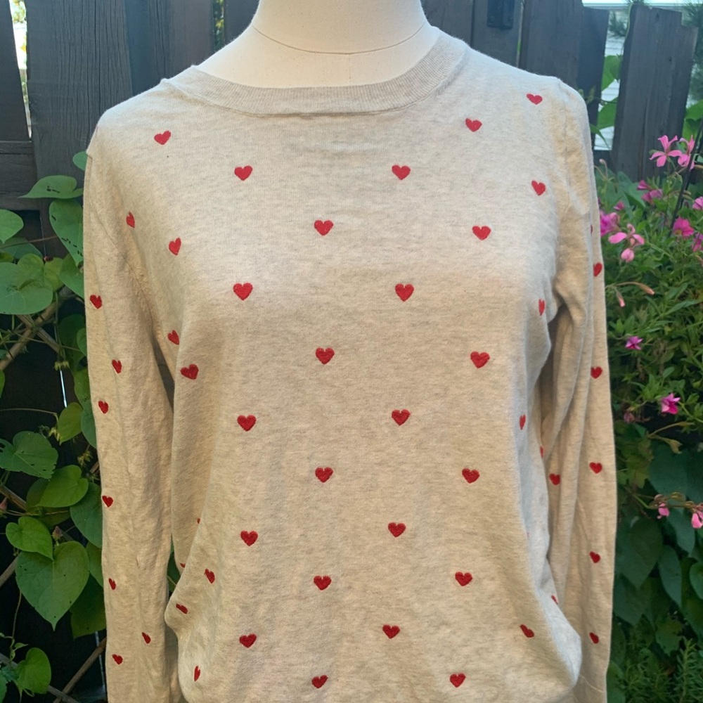 SOLD Sz L: J Crew cotton hearts sweater